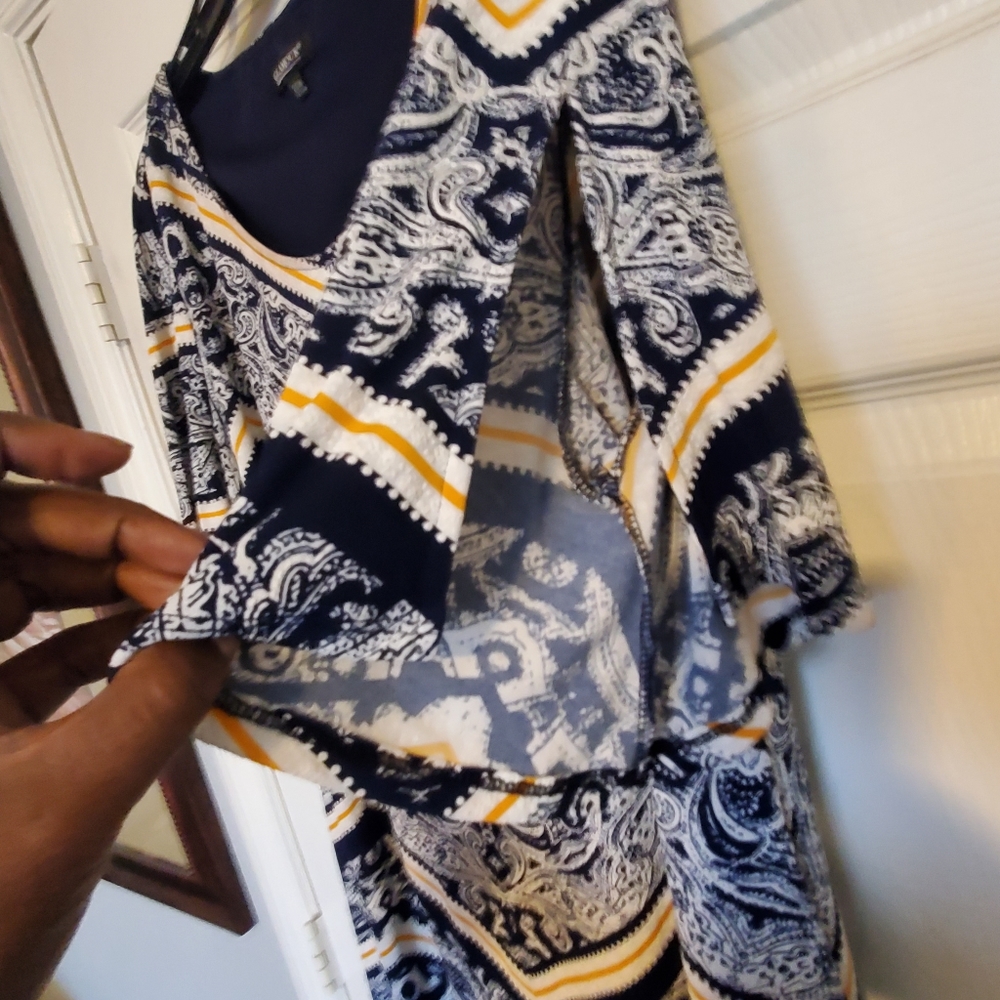 Glamour Split Sleeve Blue Paisley Dress - Picture 2 of 6